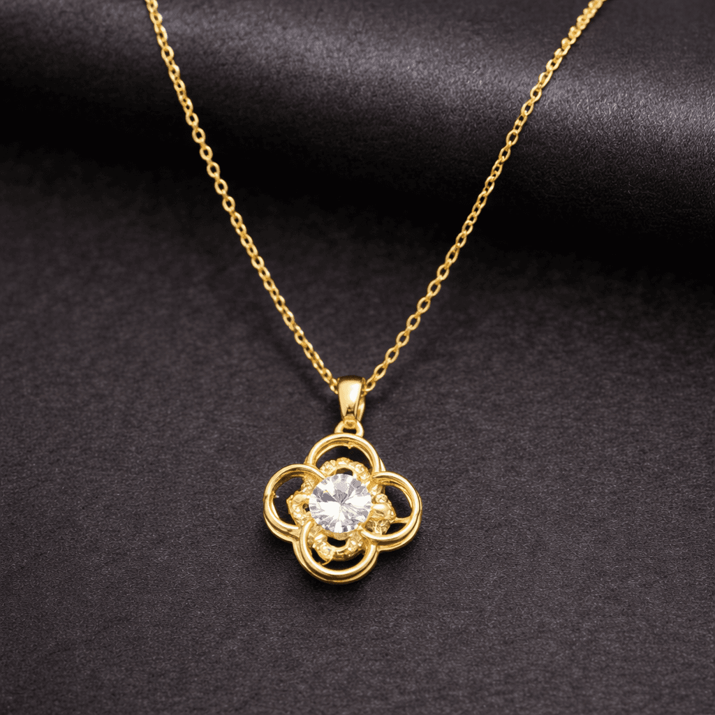 Clover Flower Crystal Pendant Necklace